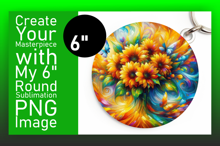 Elegant Circle Design Keychain Template , Flowers