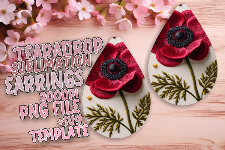 Creative Teardrop Earrings Template Art , 3D Flower