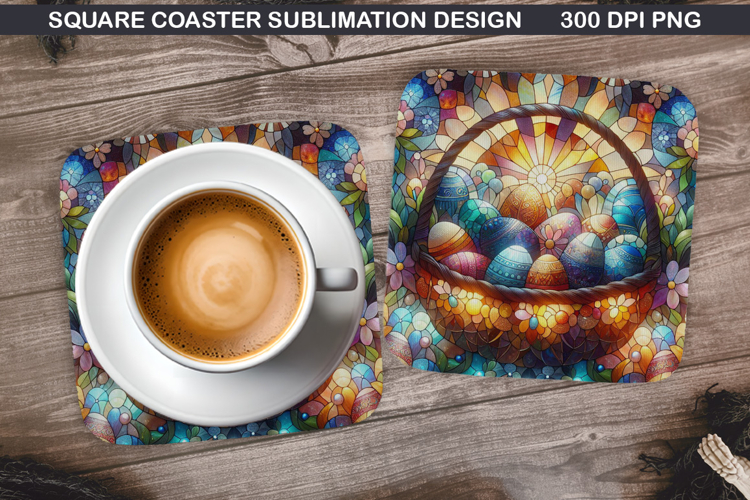 Easter Flower Coaster Sublimation, Easter Coaster PNG Design