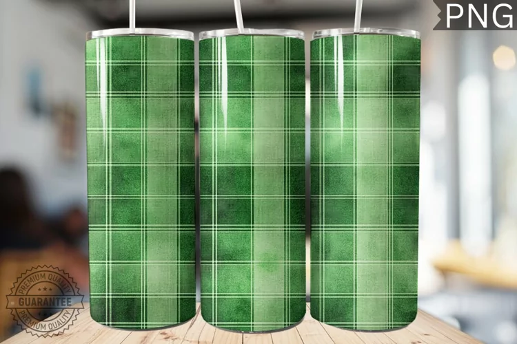 Green Plaid Tumbler Wrap - High Quality 300 Dpi
