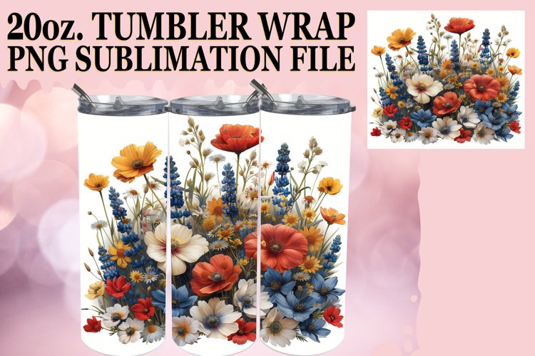 Vibrant Meadow of Flowers Tumbler Wrap