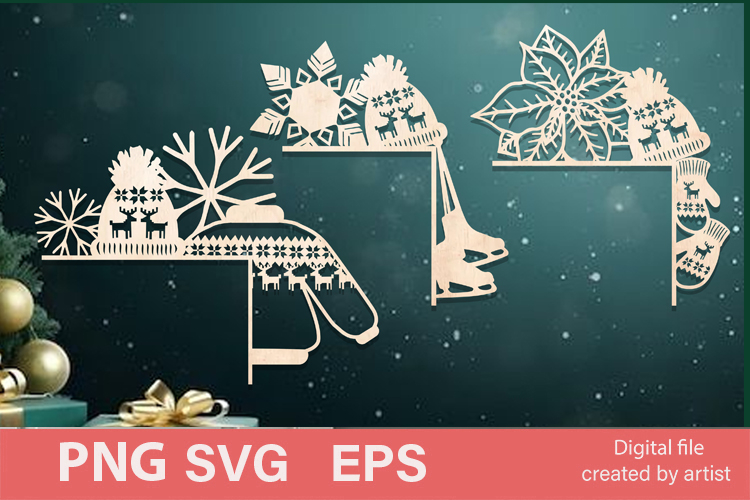 Christmas door corners SVG, door corners, Christmas svg cut