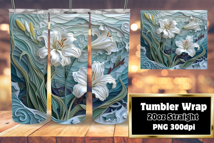 Sublimation Wrap 20oz - Floral 3D Hole Tumbler Pattern