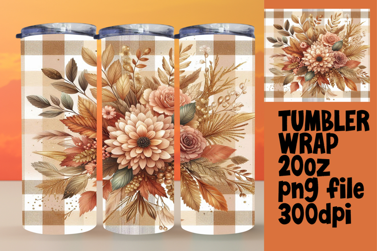 20oz Sublimation Template for Creatives , Autumn Flower