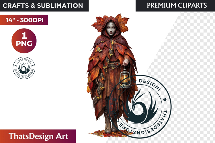 Fantasy Autumn Guardian - Epic Fall Character Clipart PNG