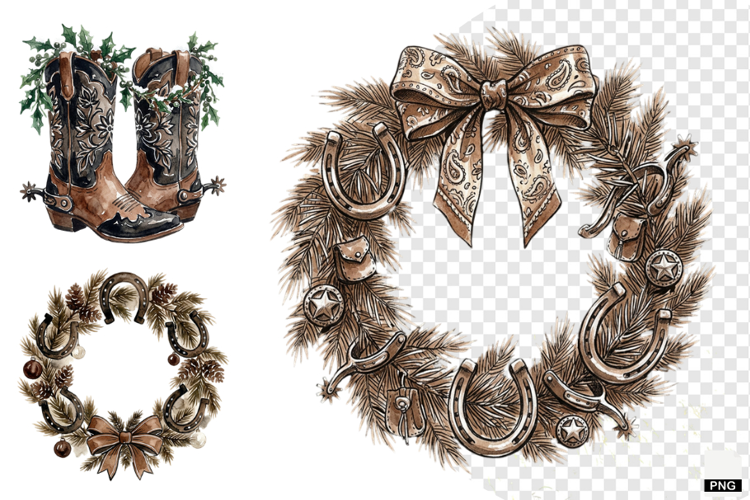 Christmas Festive Western Clipart
