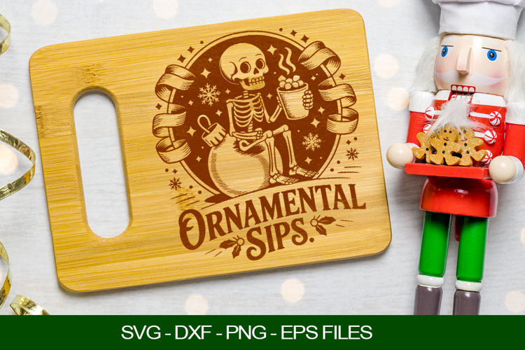 Ornamental sips Cutting Board SVG