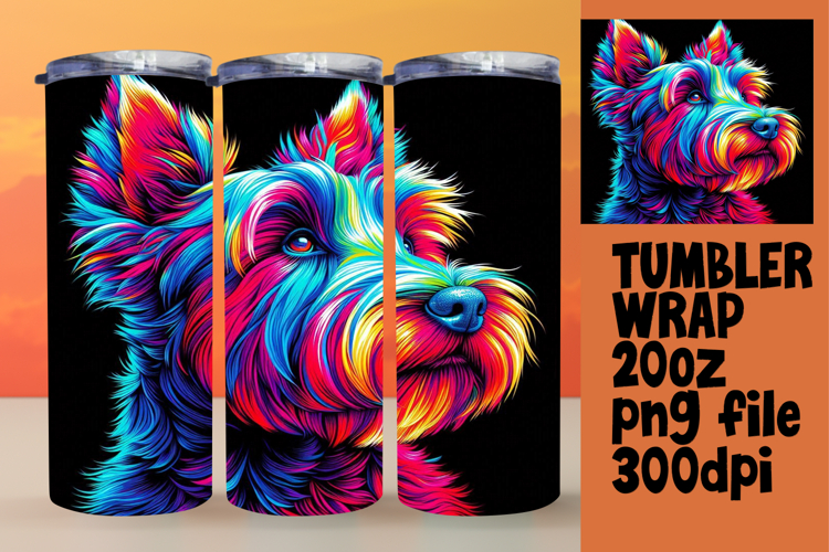 VIBRANT 20oz Tumbler Artwork for DIY , Dog