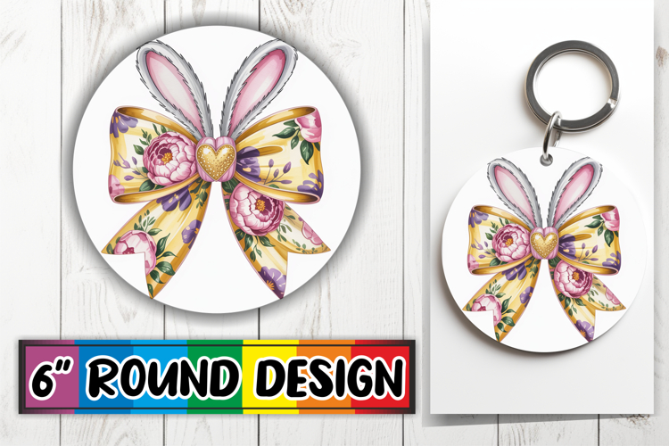 Sweet Circle Car Coaster Design, Easter Bow