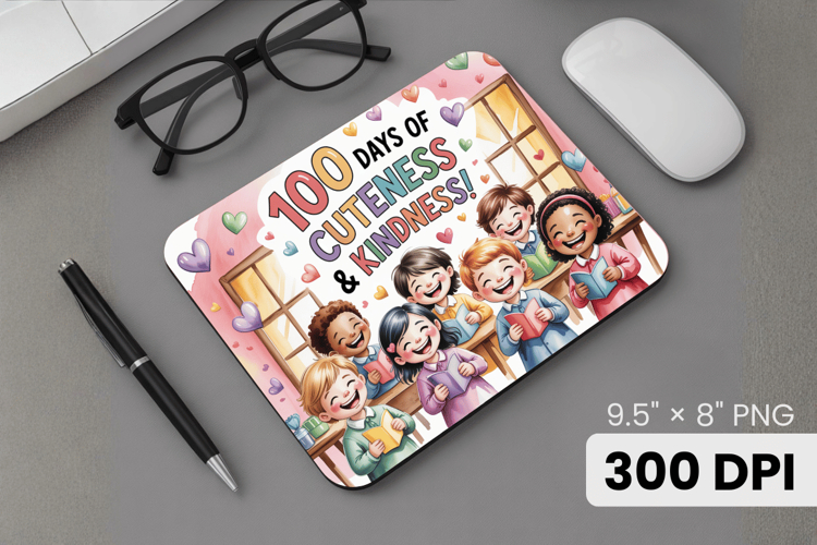 100 days of school Mouse Pad, Teacher PNG Sublimation Design