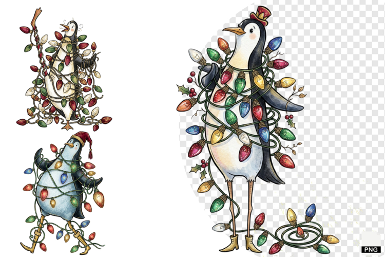 Whimsical Christmas Penguin PNG