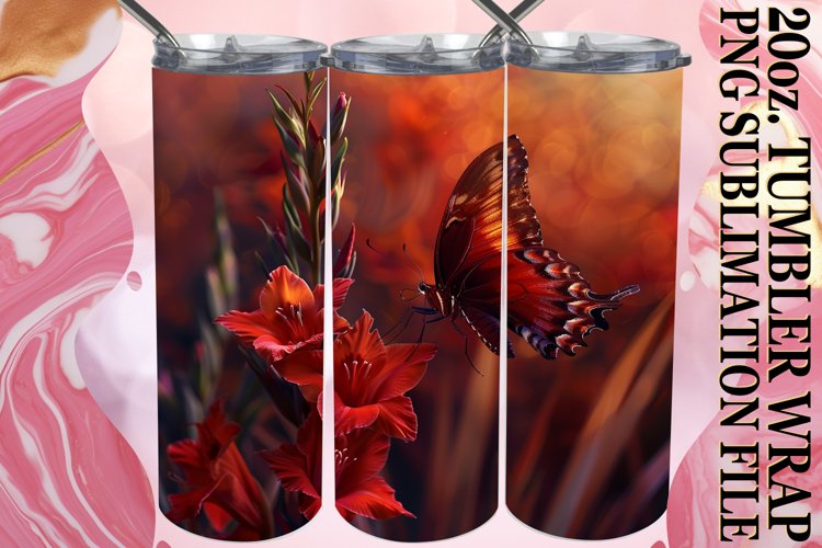 Whimsical Spring Blossom Tumbler Wrap - Butterfly Bliss