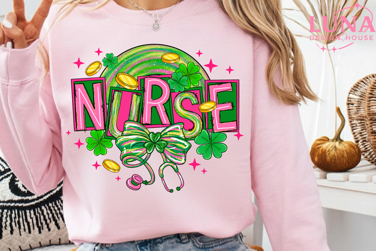 St Patricks Day Nurse Png, Nursing Png, Shamrock Png, Lucky