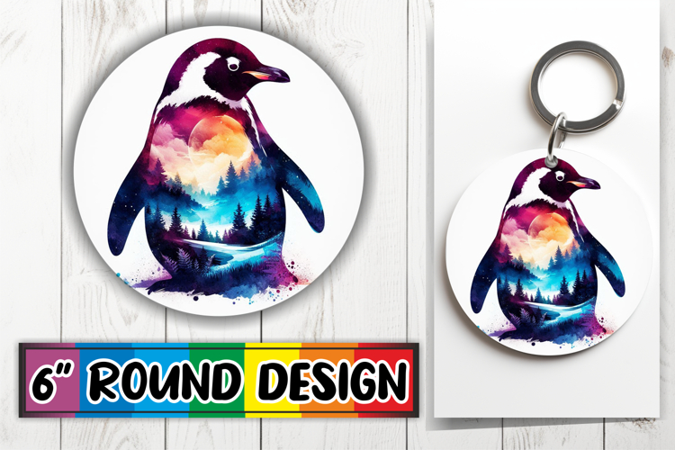 Blissful Keychain Round Design PNG, Animals Art