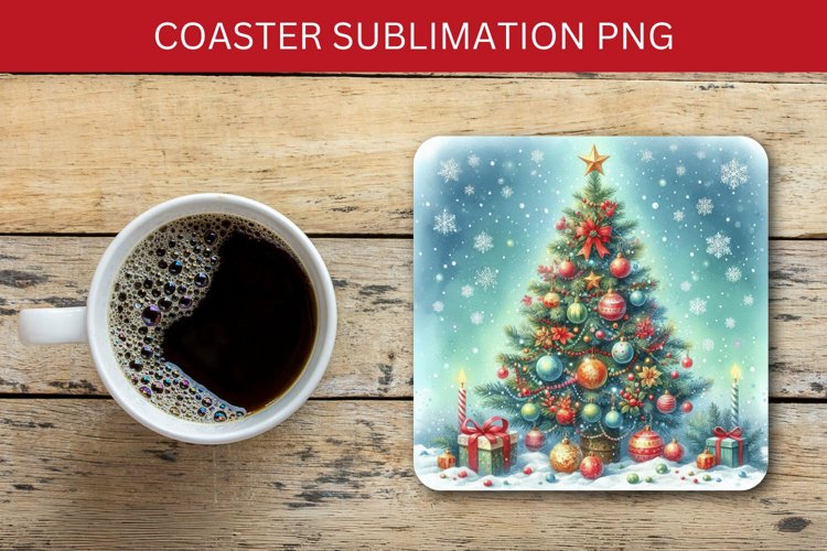 square coaster - christmas tree