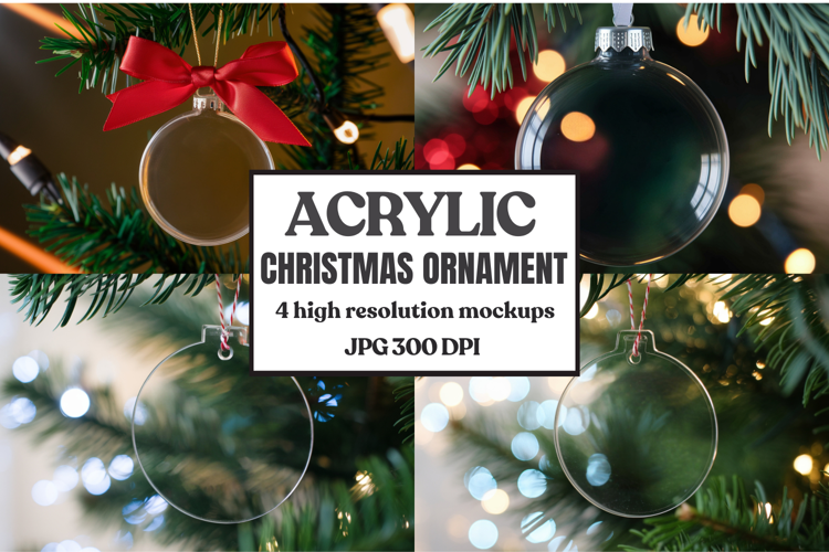 Christmas Acrylic Ornament Mockups | Round Clear Acrylic Orn
