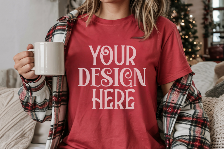 Red and Light Green Comfort Colors 1717 Christmas Mockup, CC
