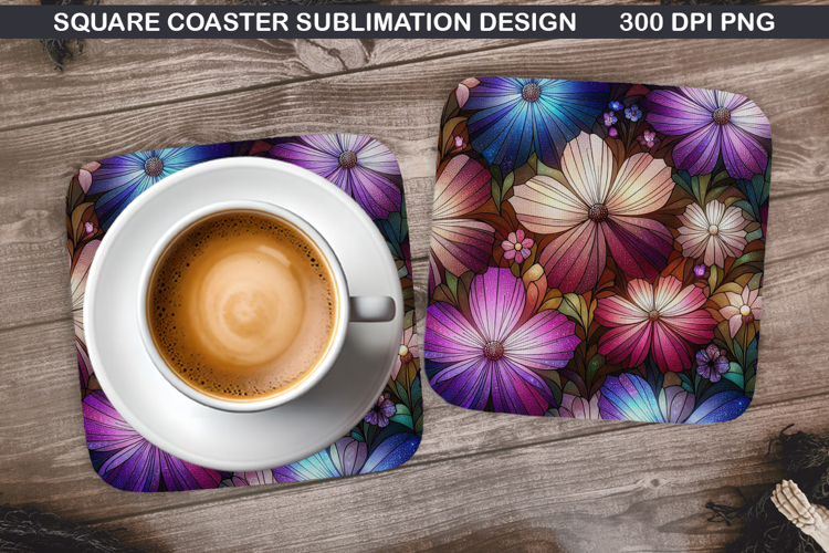 Flowers Coaster Sublimation, Spring Coaster PNG Design