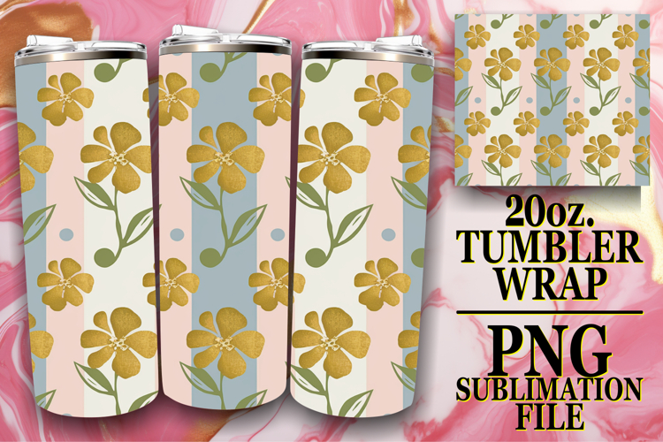 SWEET GIFT 20oz TUMBLER WRAP, Gold Flower