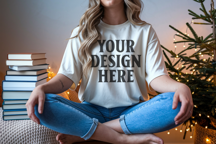Ivory Christmas Comfort Colors 1717 T-shirt Mockup