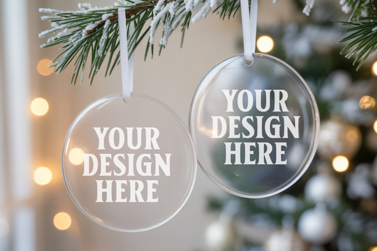Acrylic Christmas Ornament Mockups , acrylic blank mockup