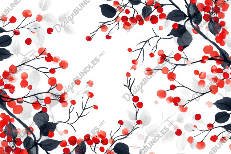 Ripe Berries and Leaves Background Wallpaper