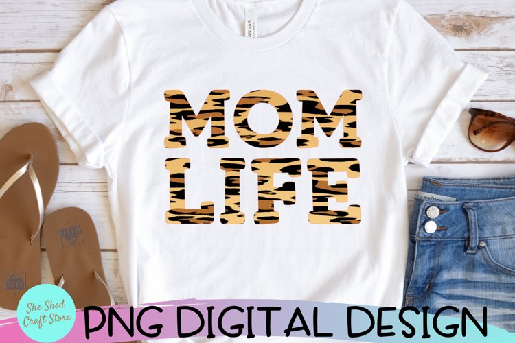 Cheetah Pint Mom Life Sublimation PNG Shirt Design example image 1