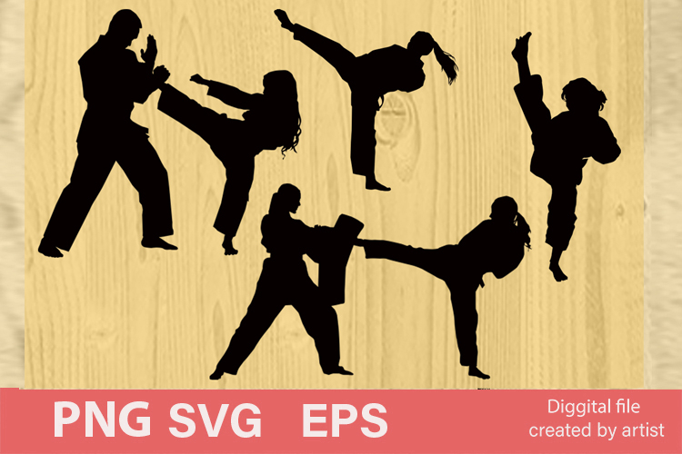 karate silhouettes svg, karate female, karate sport svg,