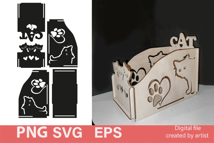 Digital file, organizer for cat food bags, carved organizer