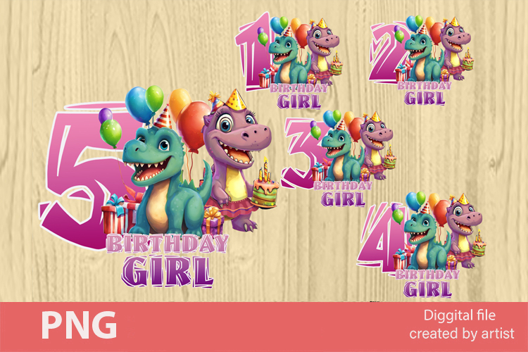 Dinosaurs birthday girl png, birthday dinosaurs png, bundle