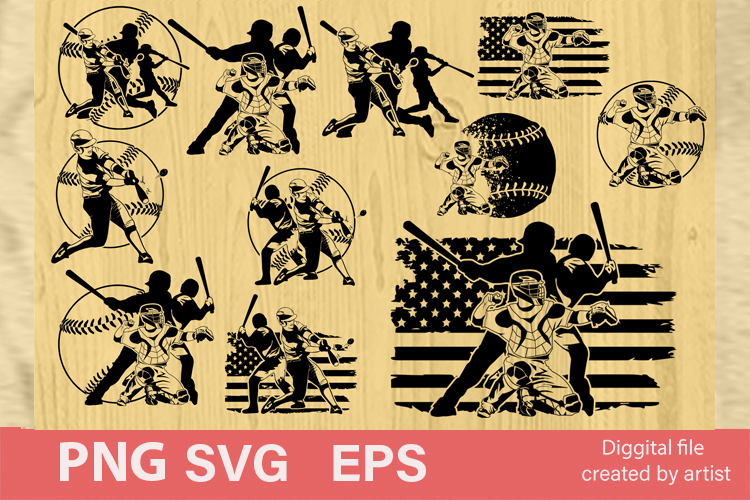 baseball svg, bundle svg, baseball silhouettes, cut file