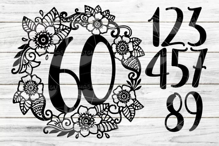 Birthday wreath with numbers 0-9 SVG DXF Cutting File