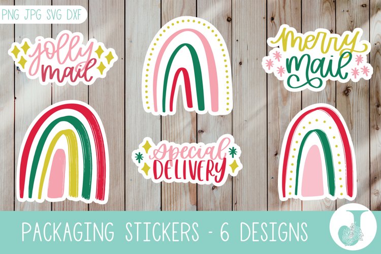 Packaging Sticker Pack, Christmas Stickers, Print then Cut example image 1