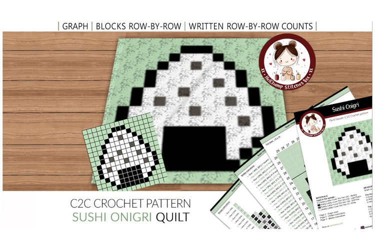 C2C Crochet Quilt pattern - Sushi Onigri