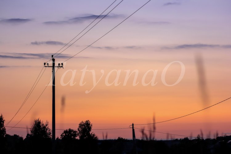 Electricity, nature, sunset concept. example image 1