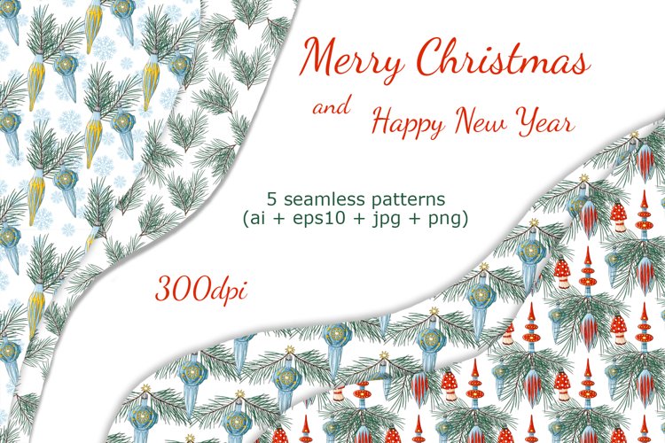 Christmas seamless patterns. Digital vector backgrounds. example image 1