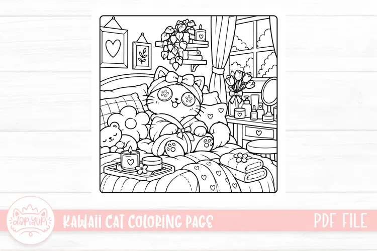 Cute Kawaii Cat Coloring Book