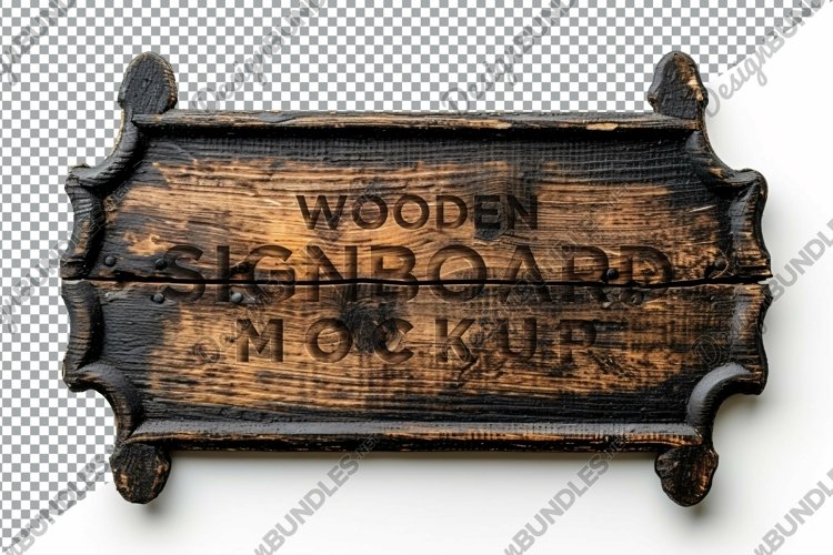 Vintage Wooden Signboard Mockup example image 1