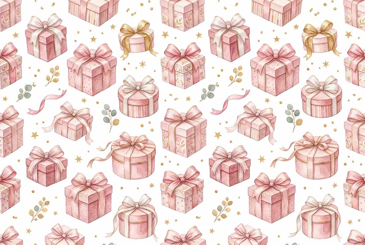 watercolor gift boxes seamless pattern