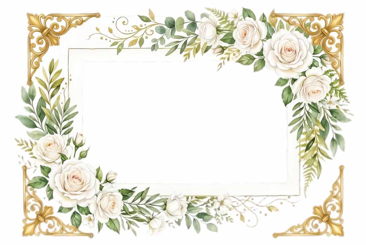 Watercolor wedding photo frame clipart