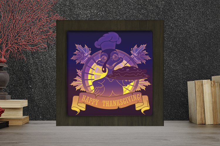 Happy Thanksgiving 3D Paper Cut Light Box - Shadow box example image 1