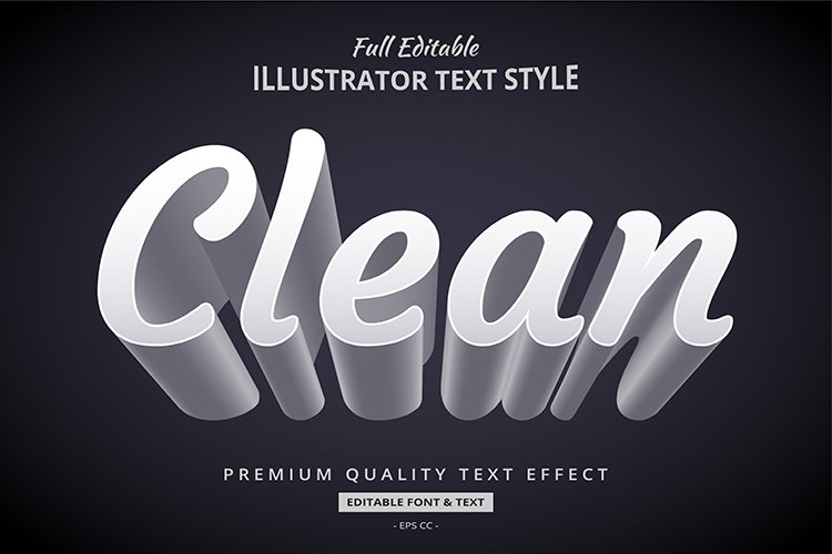 Clean Long Shadow 3D Illustrator Text Style Effect example image 1