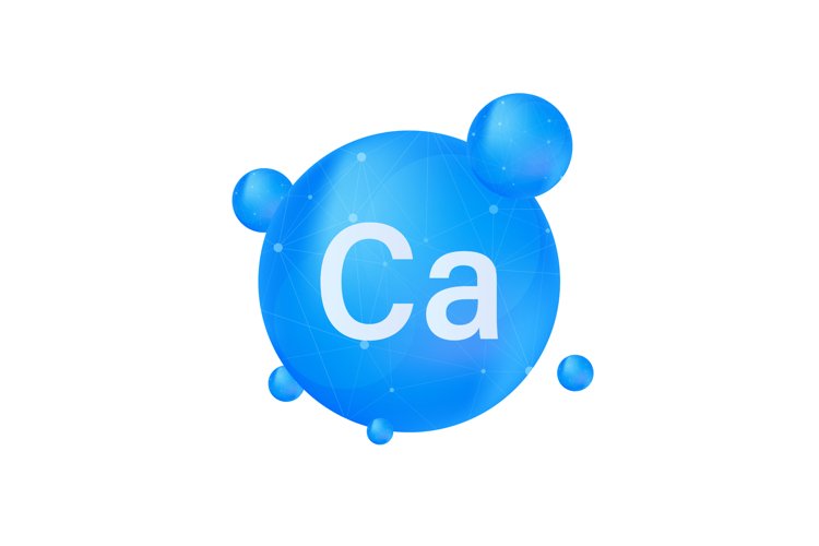 Blue calcium on white background. Calcium mineral. Ca pill example image 1