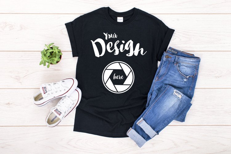 Black Tshirt Mockup Image 7