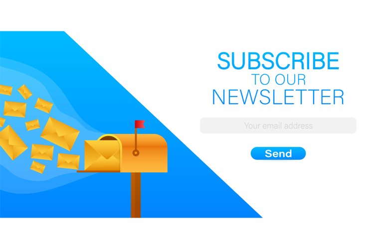 Email subscribe, online newsletter vector template with mail example image 1