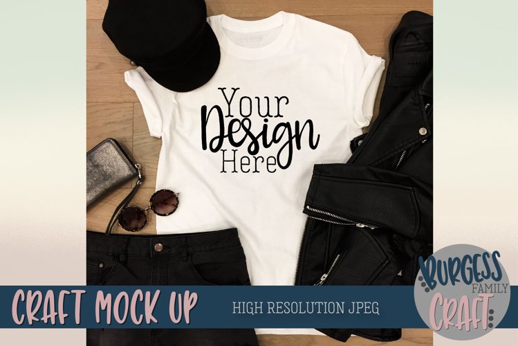 Leather jacket t-shirt Craft Mock up | High Resolution JPEG example image 1