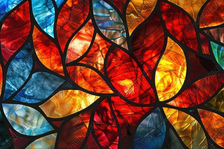 Stained Glass Colorful Leaves Background Wallpaper
