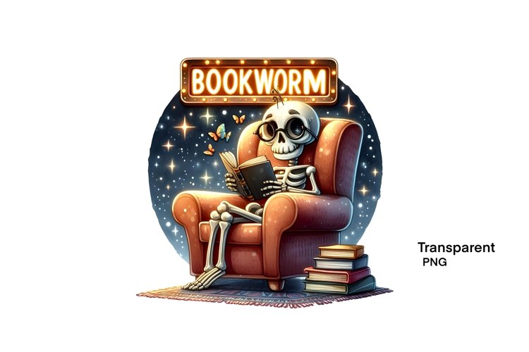 Sarcastic skeleton PNG clipart Bookworm T-shirt Design