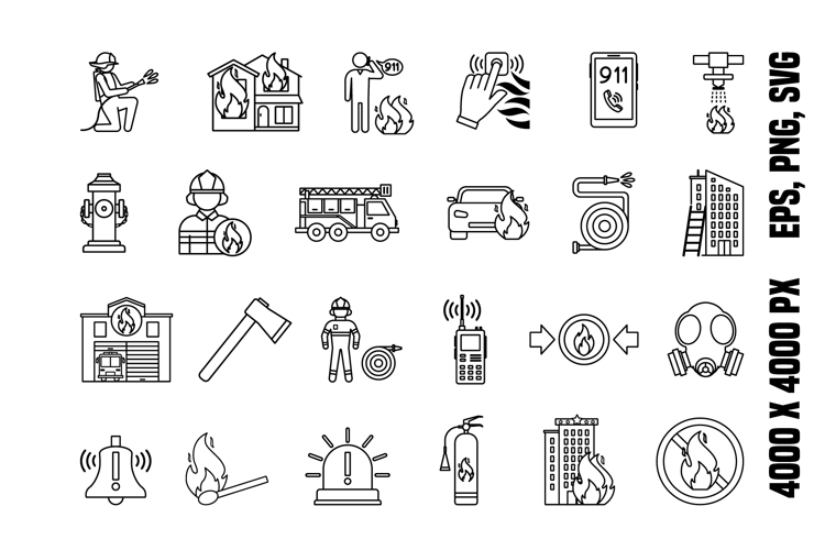 Line Firefighter Icons