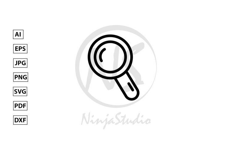 Magnifying Glass Line Icon In Flat Style Vector example image 1